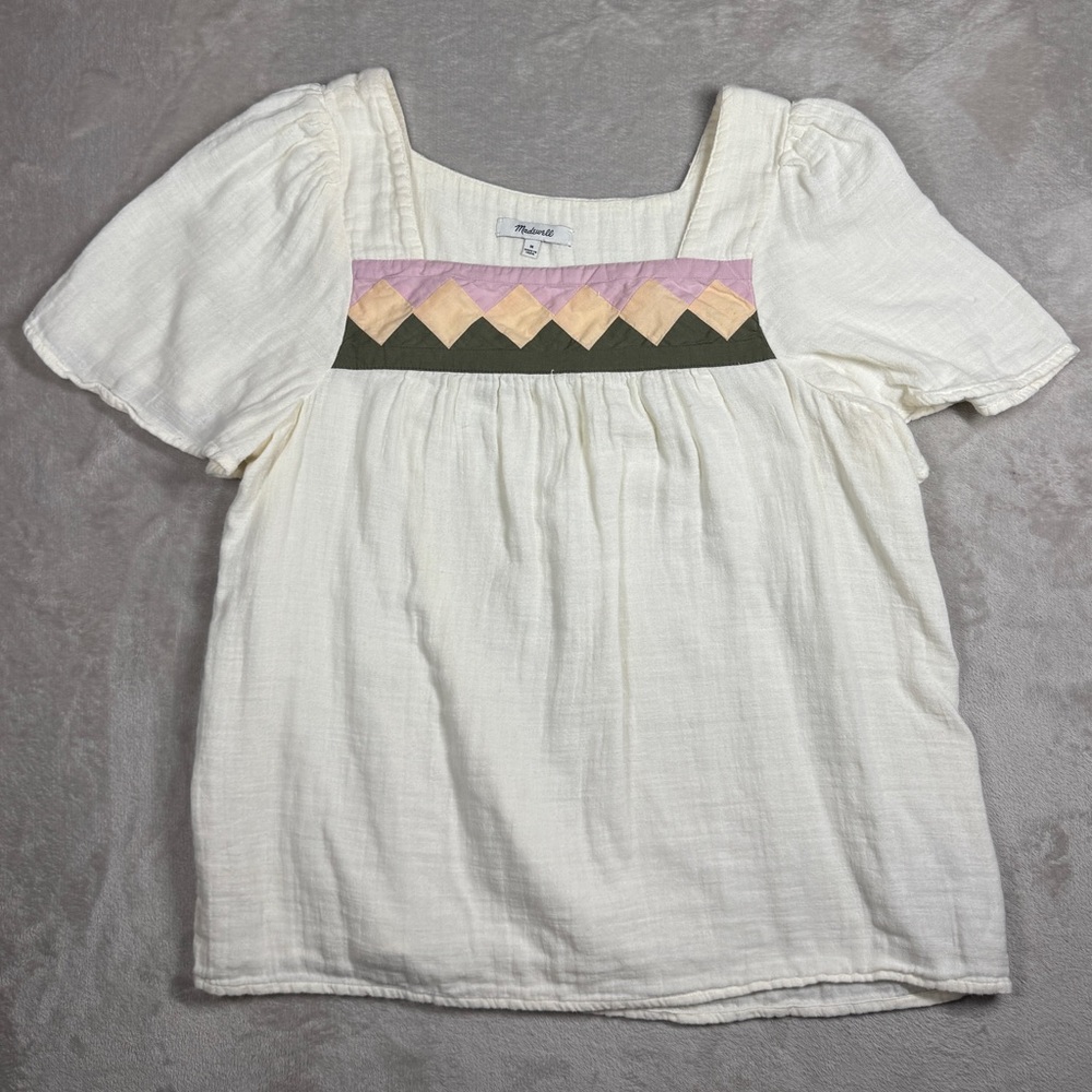 Madewell Patchwork Quilted Square-Neck Antique Cr… - image 2